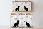 Cat Flowers Glass Tumbler 3 options Bamboo Lid & Glass Straw 8