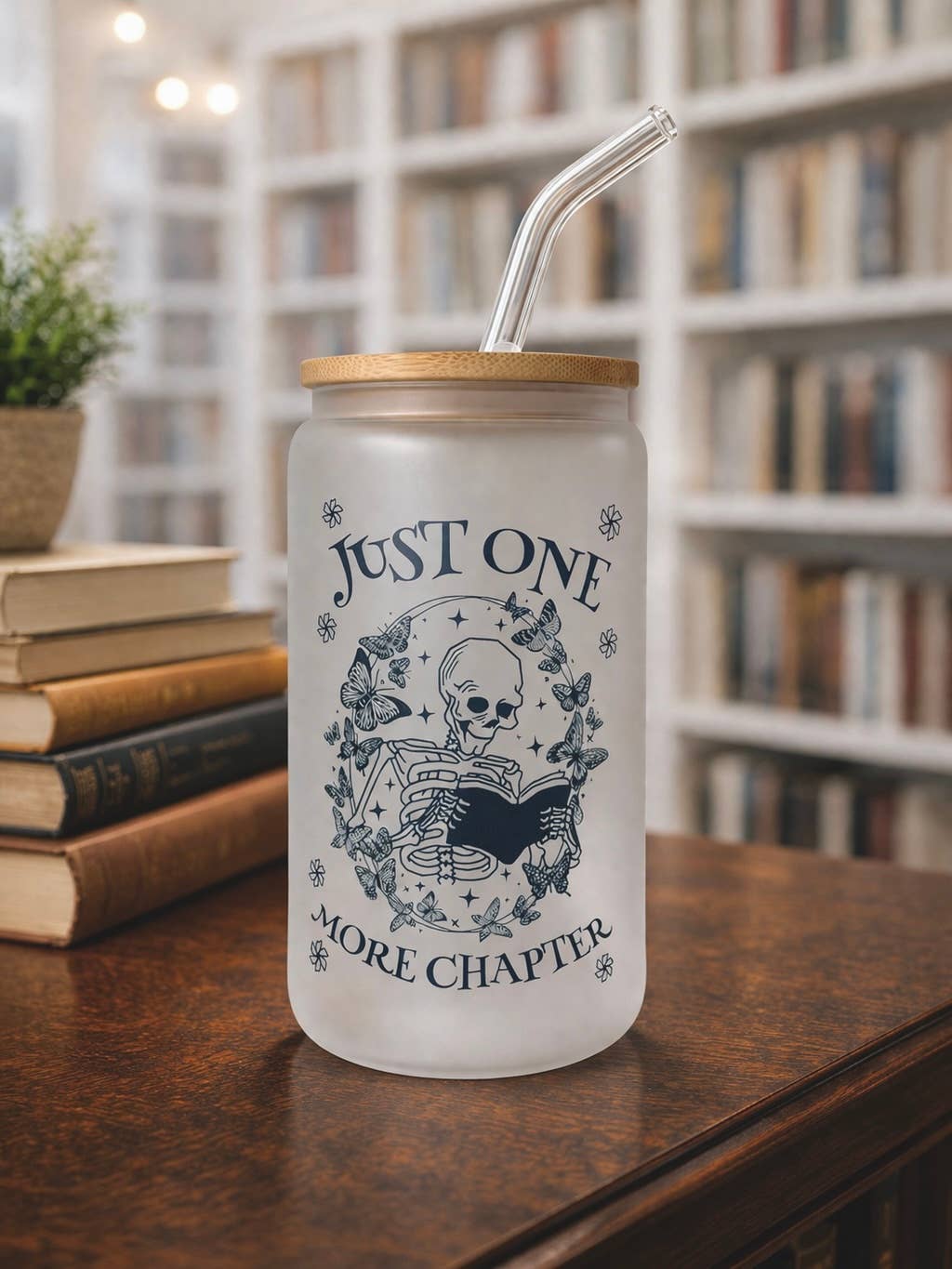 Just One More Chapter Dish.Safe Frosted Glass Tumbler