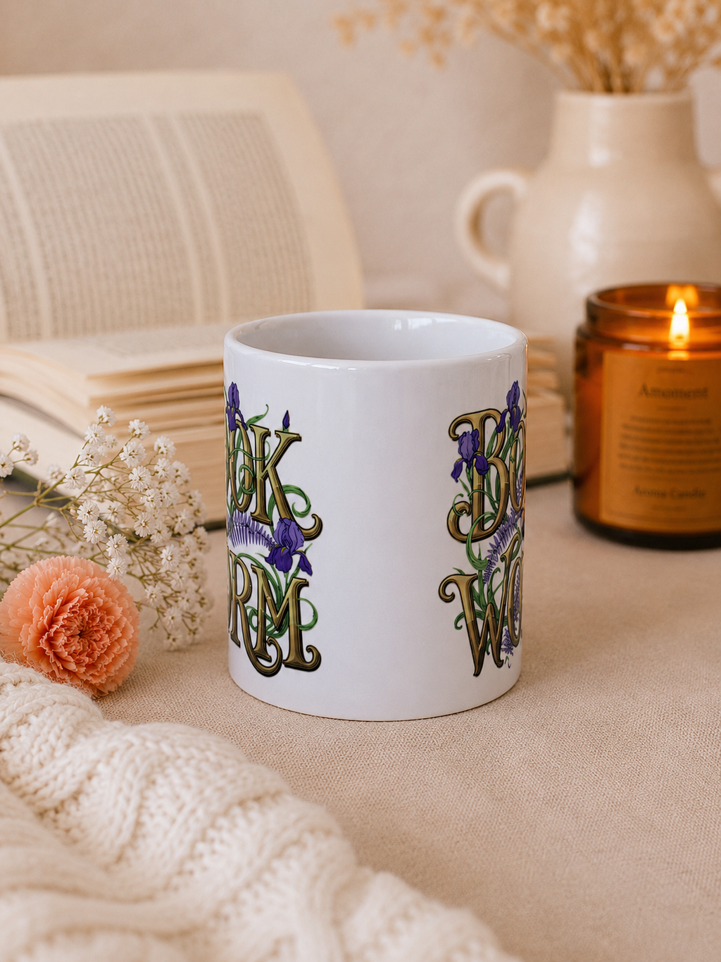 Bookworm Ceramic Mug Dishwasher/Microwave Safe 325ml 2