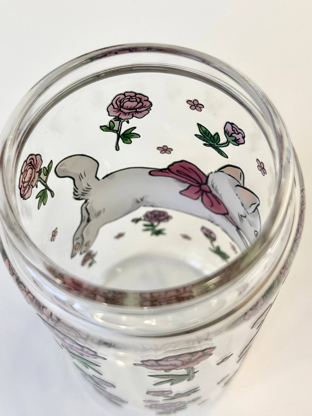 Cat Tea Party Double Side Print Glass Tumbler + Lid & Straw 4