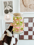 Matcha Pink 2 Options Double Sided Glass Cup + Lid & Straw