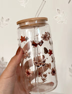 Luxury Fall Double Sided Glass Tumbler + Bamboo Lid & Straw 4
