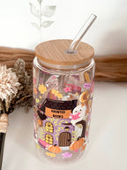Haunted Books Ghost Glass Tumbler Double Sided + Lid & Straw 7