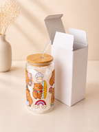Fairy Capybaras Double Sided Glass Tumbler + Lid & Straw 3