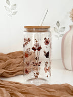 Luxury Fall Double Sided Glass Tumbler + Bamboo Lid & Straw 2