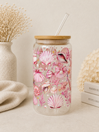 Sea Life (2 colours) Glass Tumbler with Lid and Straw 3