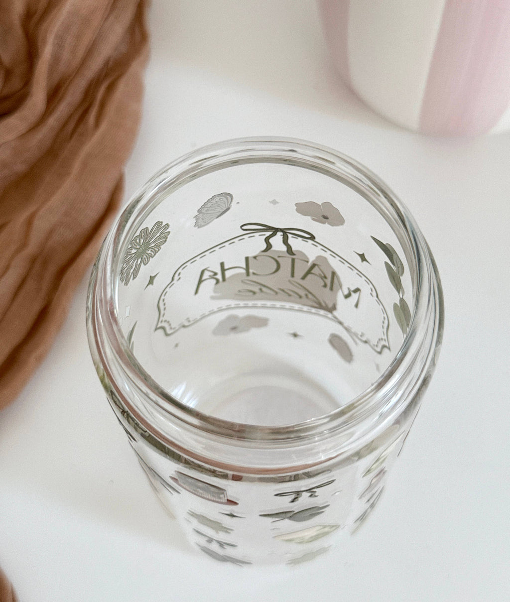 Lux Matcha Babe Glass Tumbler Double Sided & Lid and Straw 2