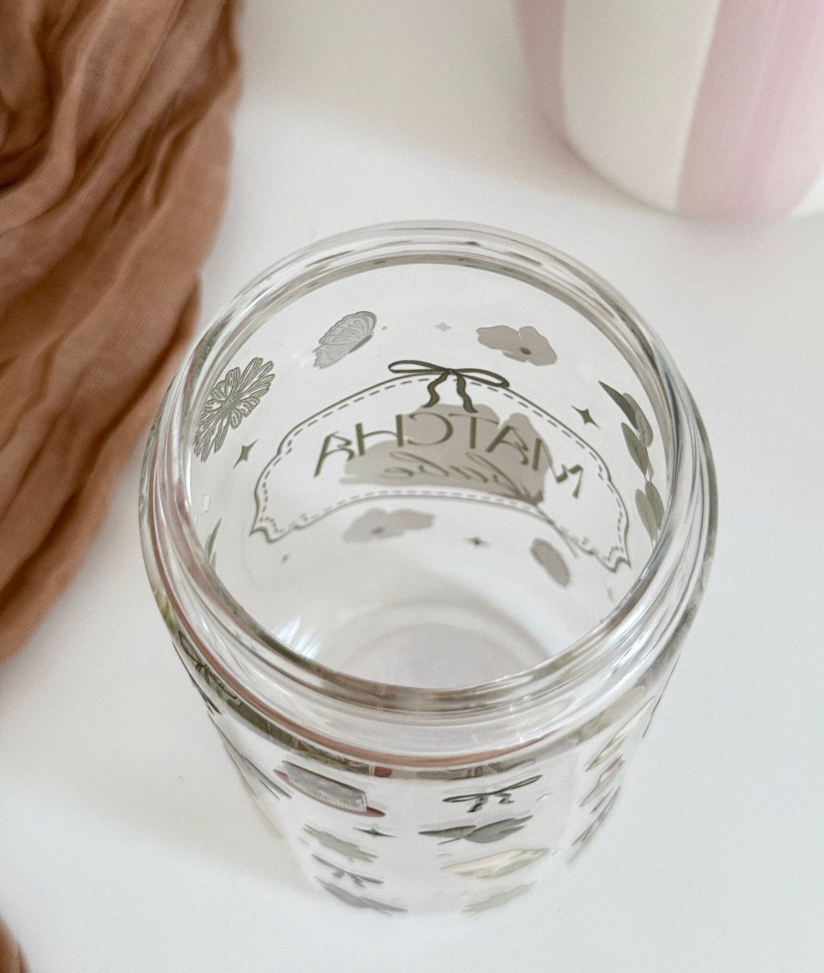 Lux Matcha Babe Glass Tumbler Double Sided & Lid and Straw 2