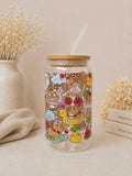 Summer Capybaras Double Sided Glass Tumbler + Lid & Straw