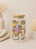 Pastel Bookish Beach Glass Tumbler + Lid and Straw