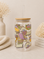 Pastel Bookish Beach Glass Tumbler + Lid and Straw