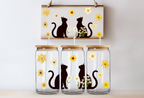 Cat Flowers Glass Tumbler 3 options Bamboo Lid & Glass Straw 9