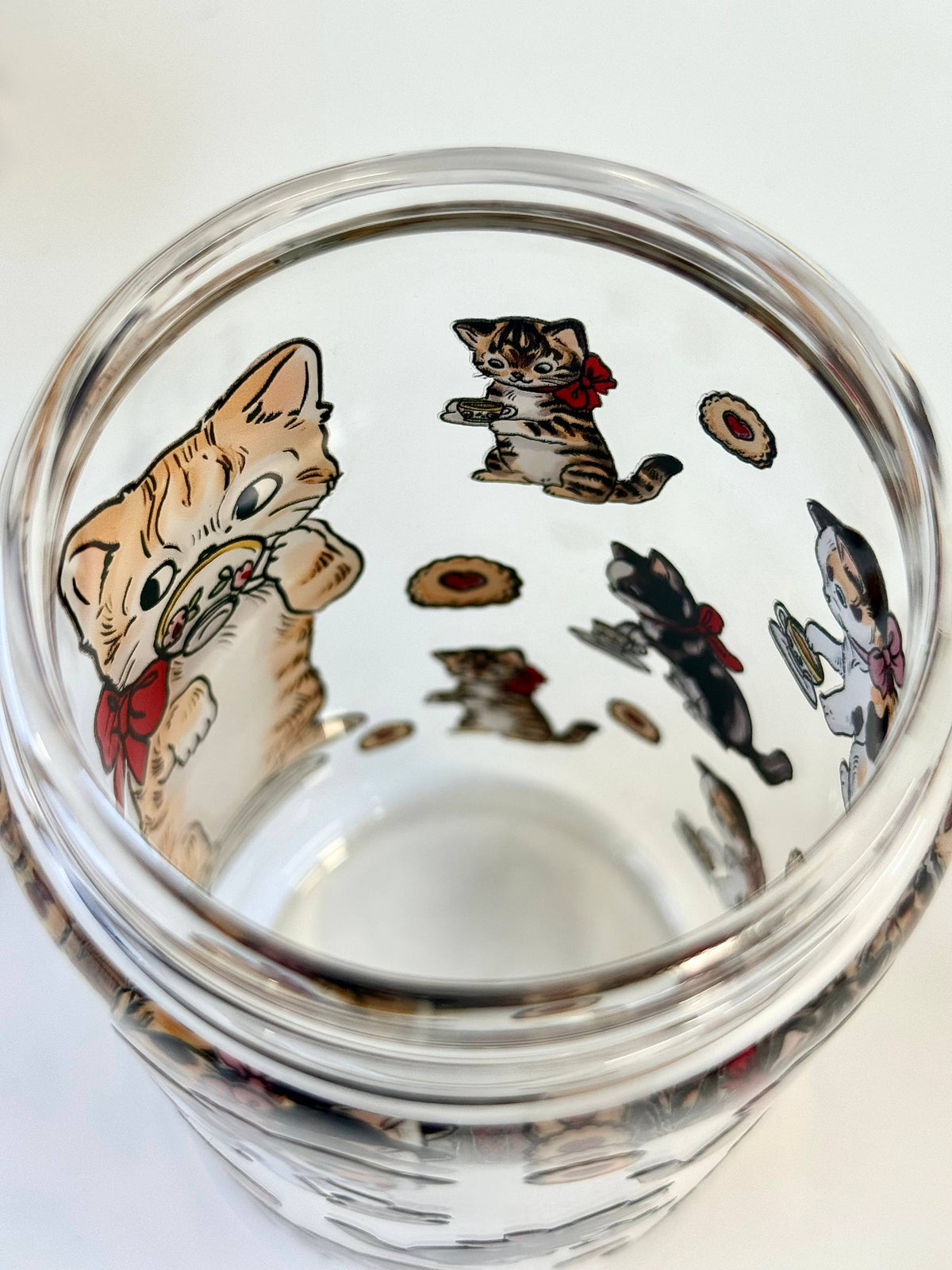 Cat Tea Party3 Double Side Print Glass Tumbler + Lid & Straw 3