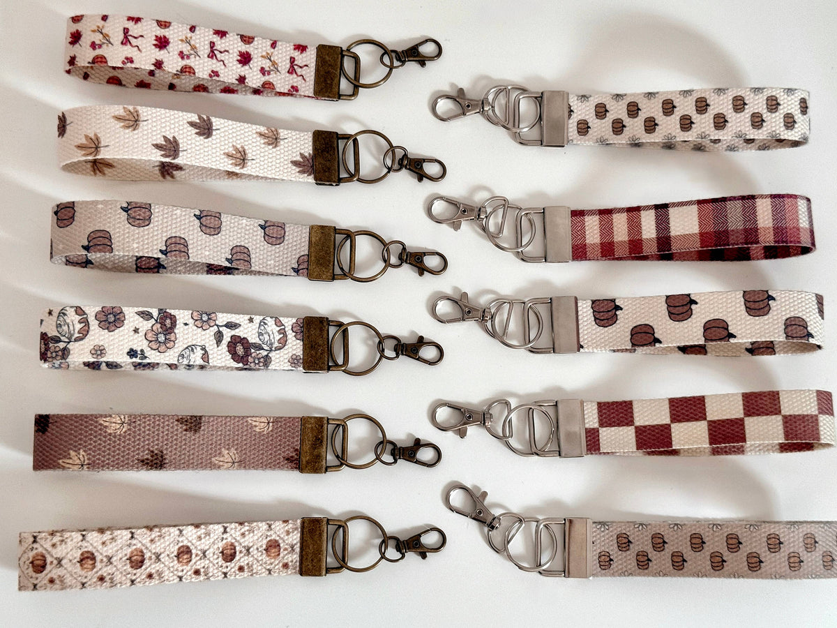 Fall Canvas Wrist Lanyards Autumn Handmade Accesories 5