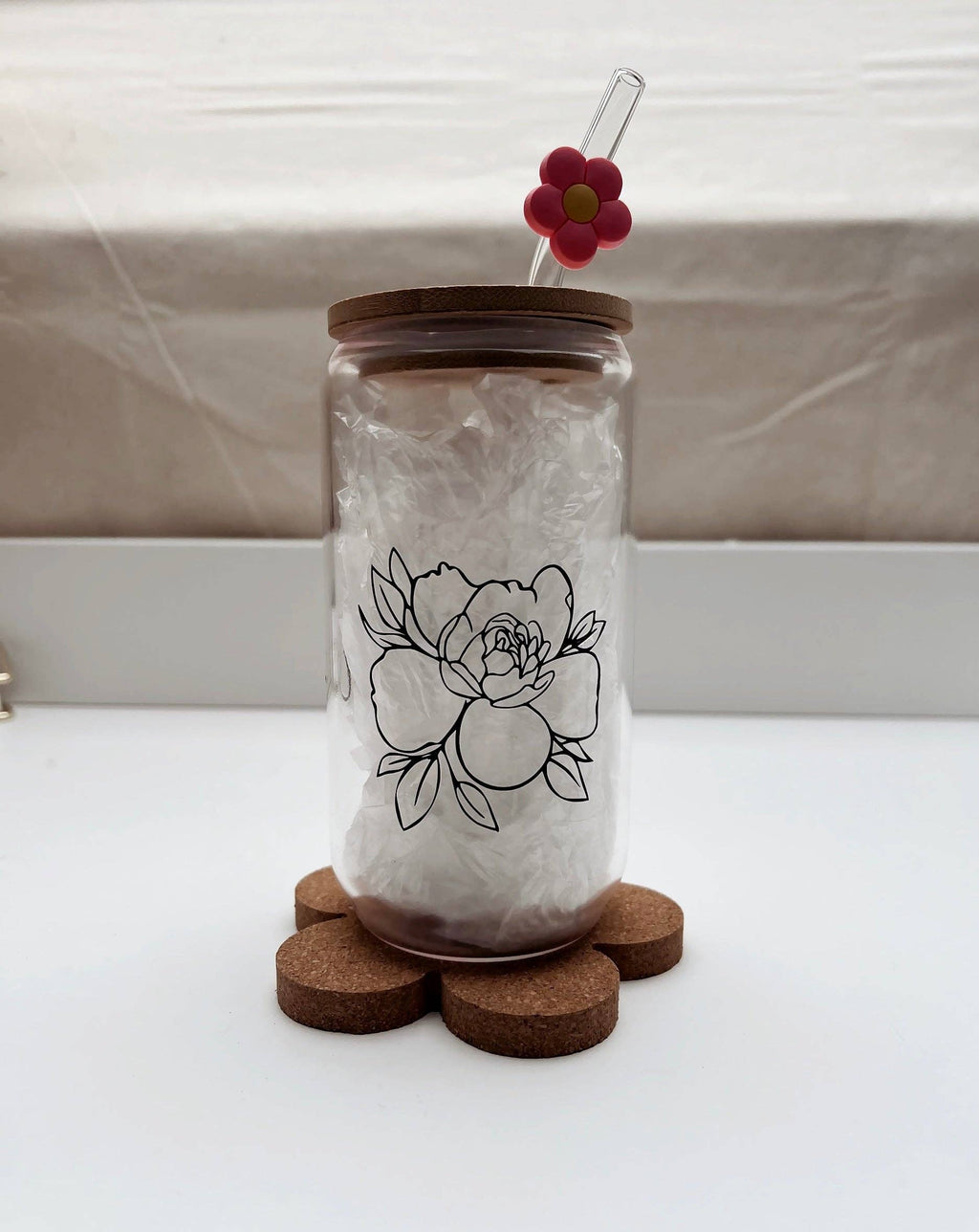 Daisy Cork Coaster – Floral Drinkware Accessory, Heat Resist 8