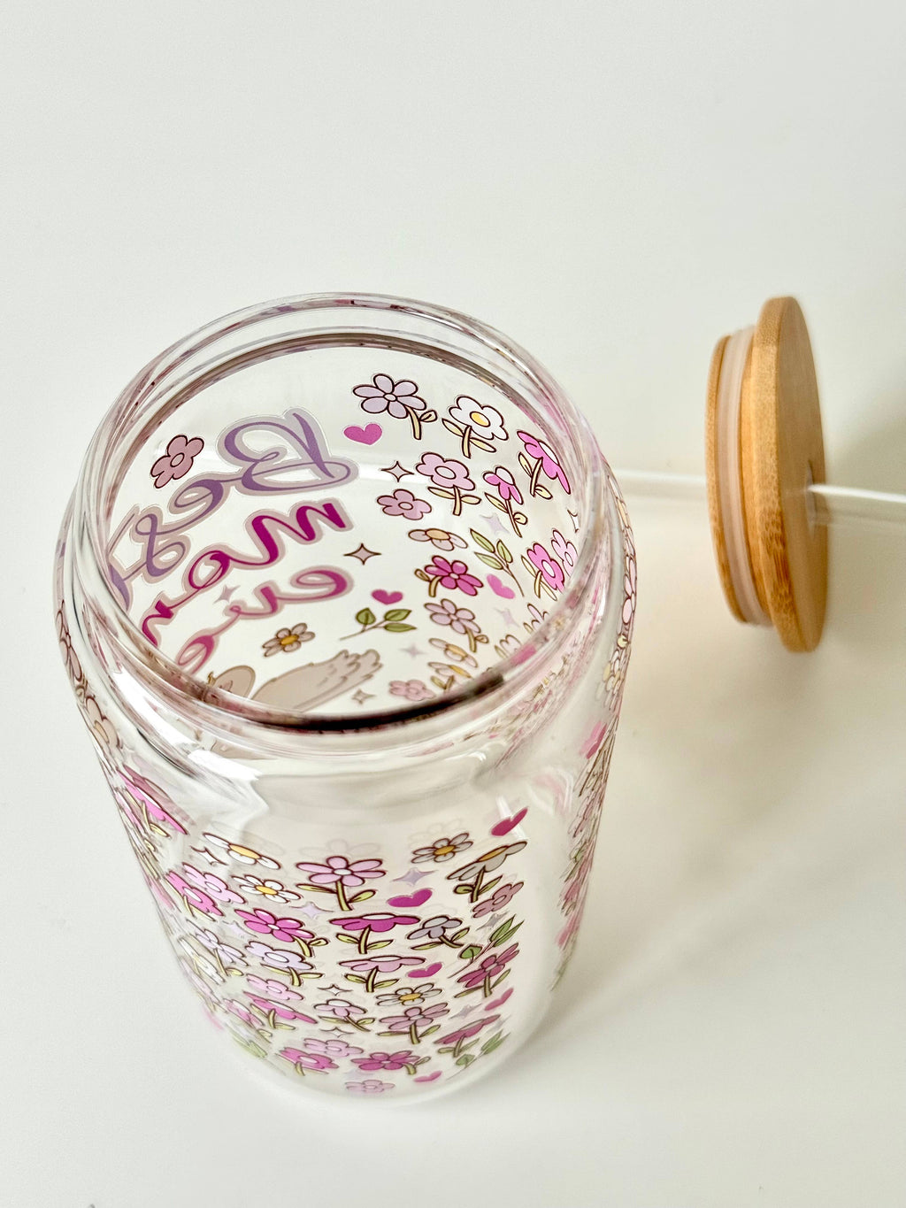 Best Mom Ever Double Sided Glass Tumbler with Lid and Straw 2