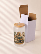 Capybara Cozy Reading Frosted Glass Tumbler Dish. Safe 2