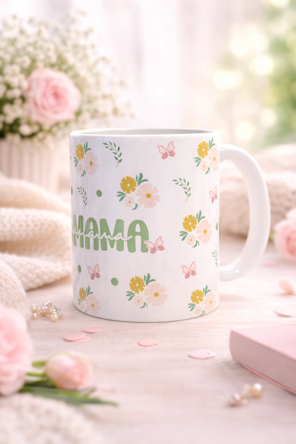 MAMA Green Ceramic Mug Dishwasher/Microwave Safe 325ml 2