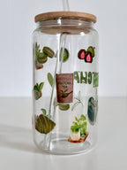 Matcha Glass Tumbler Double Sided Print with Lid and Straw 5