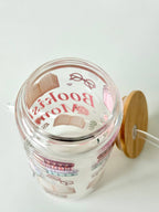 Bookish Mom Double Sided Glass Tumbler with Lid and Straw 4