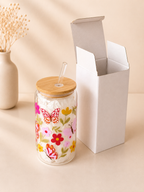 Colorful Butterflies Double Side Glass Tumbler + Lid & Straw 3