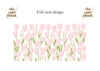Pink Tulips Double Side Print Glass Tumbler + Lid & Straw 2