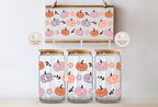 Pumpkins With Moons Glass Cup Double-sided + Lid & Straw 2