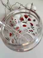 Red Flower Garden Glass Tumbler Double Sided Print with Lid and Straw 3