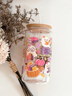 Haunted Books Ghost Glass Tumbler Double Sided + Lid & Straw 6