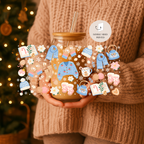 Cozy Winter Double Sided Glass Tumbler with Lid & Straw 3