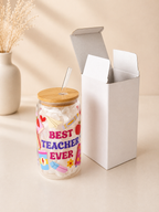 Best Teacher Ever Double Sided Glass Tumbler + Lid & Straw 3