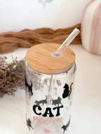 Cat Mom Glass Tumbler with Bamboo Lid & Glass Straw 4