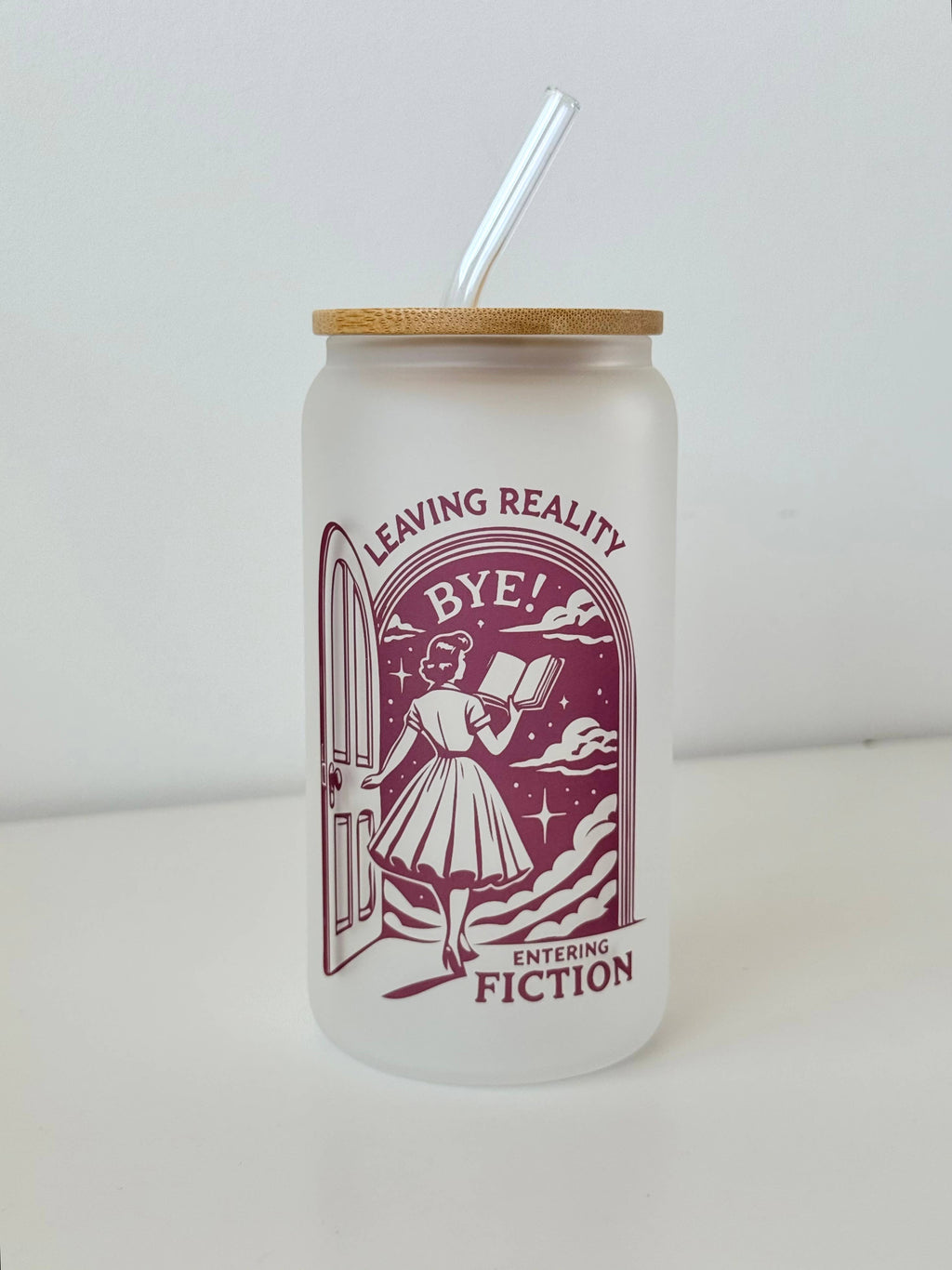Leaving Reality Entering Fiction Frosted Glass Cup Dish.Safe 3