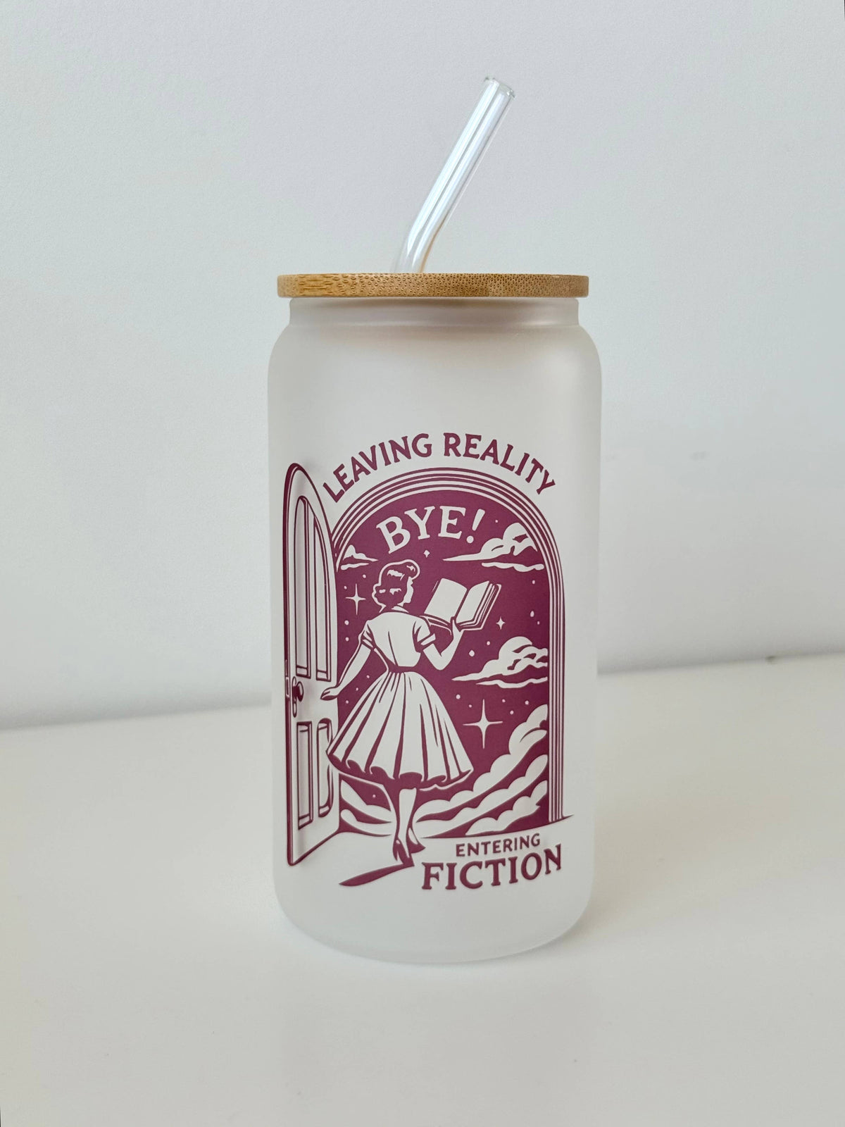 Leaving Reality Entering Fiction Frosted Glass Cup Dish.Safe 3