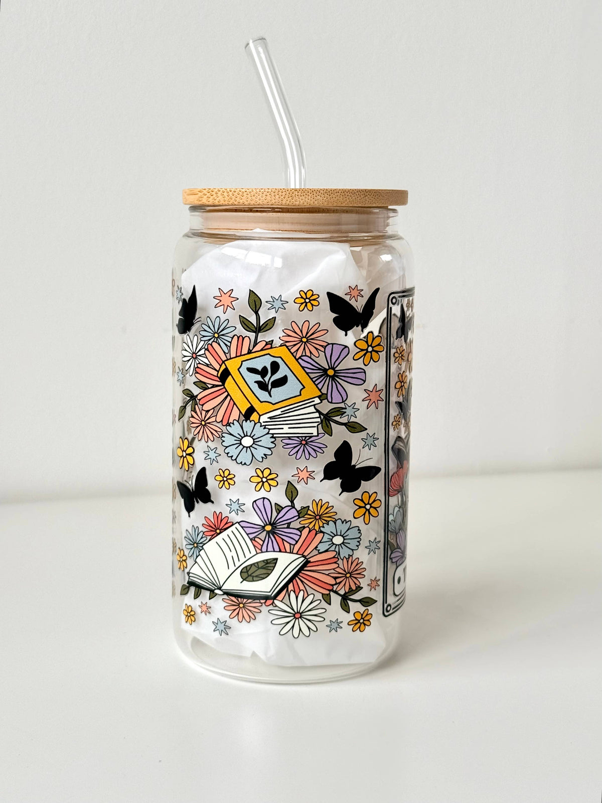 THE READER Double Sided Glass Tumbler + Bamboo Lid & Straw 4